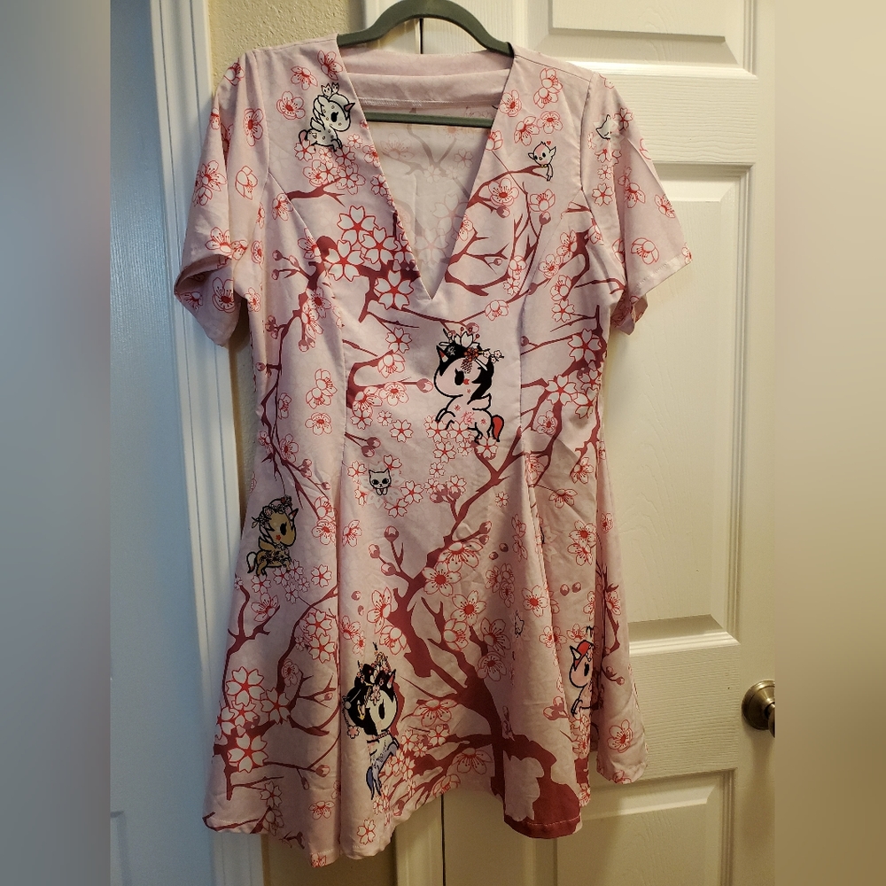 Blackmilk cherry blossom unicorno evil v dress - limited - Picture 4 of 5